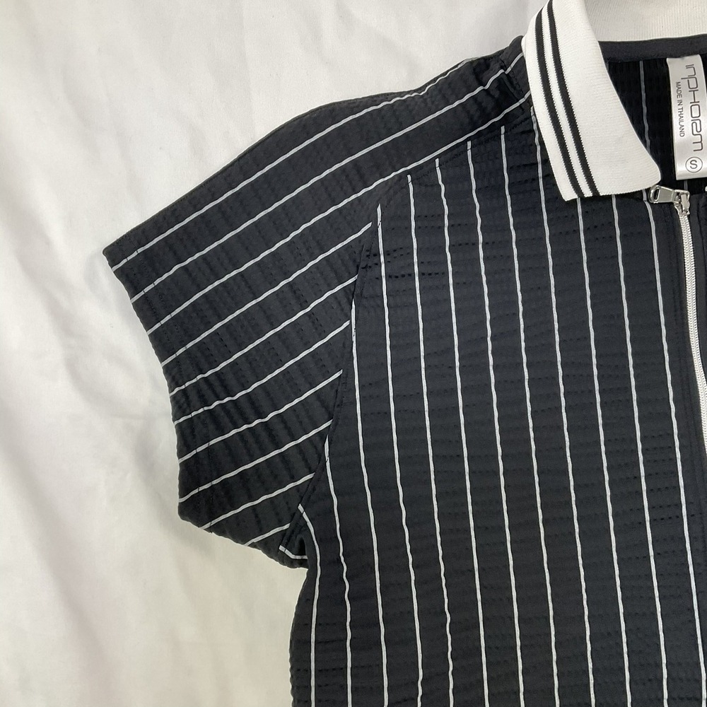 Inphorm Women Black/White Stripe Tennis Golf Pickle Ball Textured Sz S Sport 552 - Picture 7 of 12